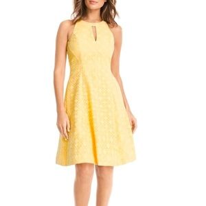 WHBM Summer Yellow Eyelet Fit & Flare
Halter Dress, size 00